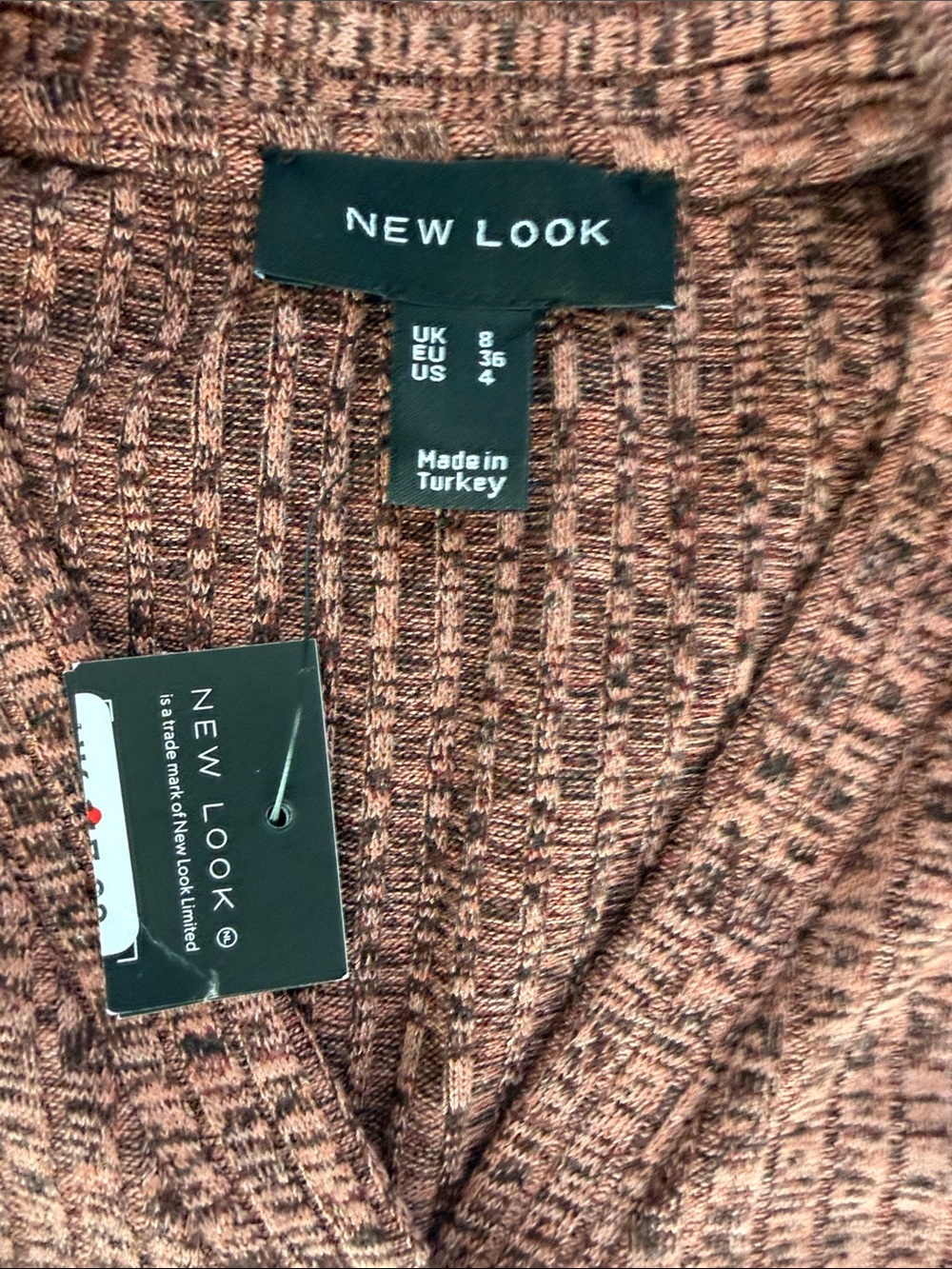 New Look Rust-Tone Ribbed Button Cardigan - Picture 2 of 5